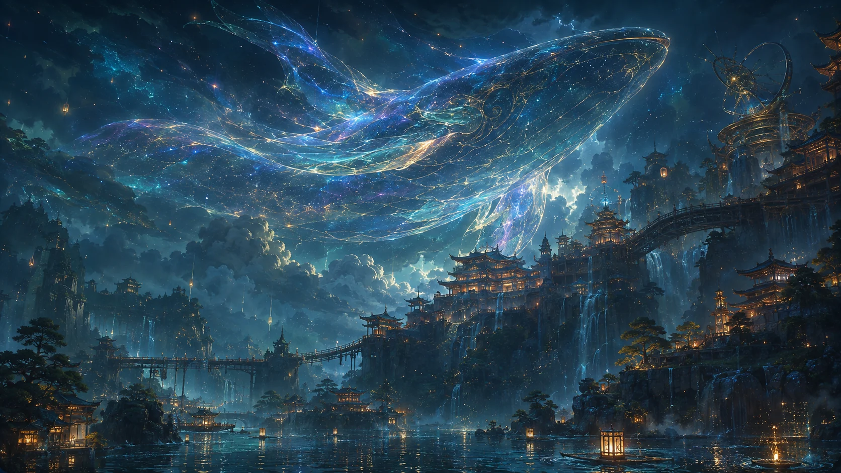 星光巨鲸掠过东方山水城池